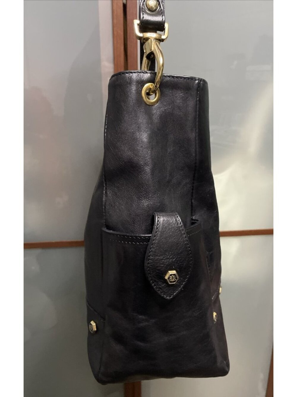 Sergio Cerruti Roma Vintage Large Black Leather Logo Shoulder Hobo Handbag Purse - Picture 3 of 14
